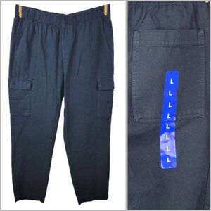 NEW Gap Cargo Pants Pull On Womens Size Large Stretch Waist Comfort Black Grunge